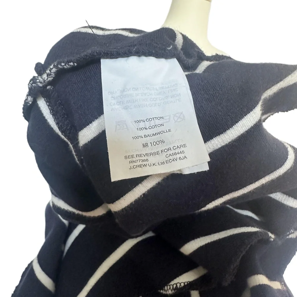 J.Crew Navy Striped Peplum Top Short Sleeves Round Neck Cotton Womens Size S - Picture 6 of 6